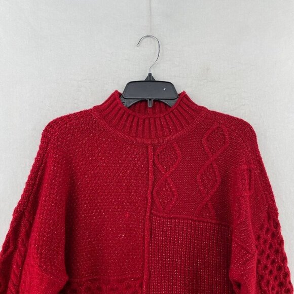 American Eagle Outfitters Sweater Women's XS Red Ribbed Knit Mock Neck Pullover - Picture 6 of 12